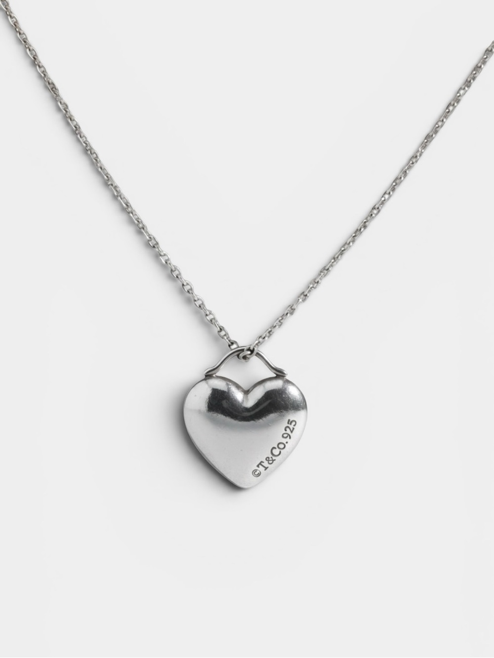Tiffany & Co. Puff Heart 925 Sterling Silver Pendant Necklace - Vintage (90s)